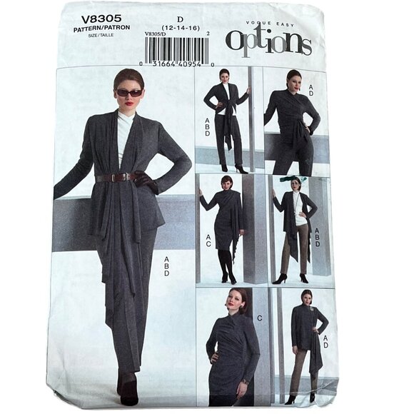 Vogue Easy Options V8305 Sewing Pattern 12-16 Jacket Pants Dress Top - Picture 1 of 2